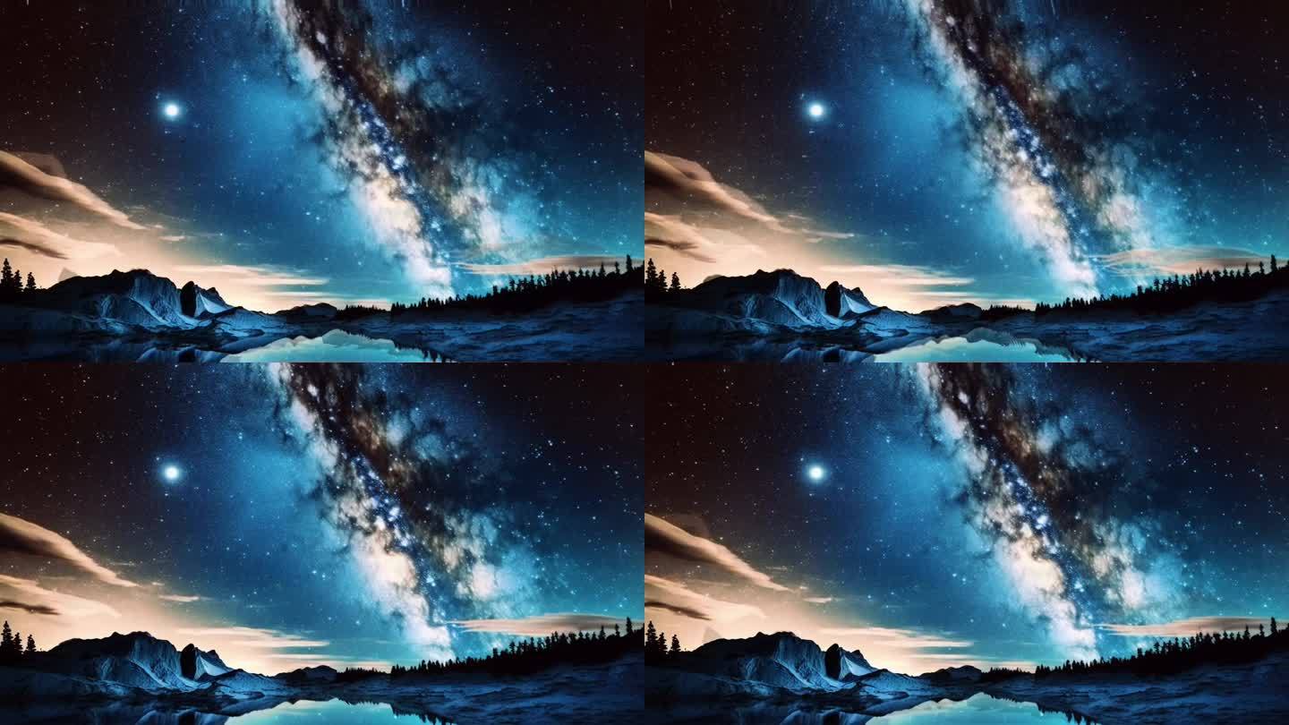 星空海洋背景视频