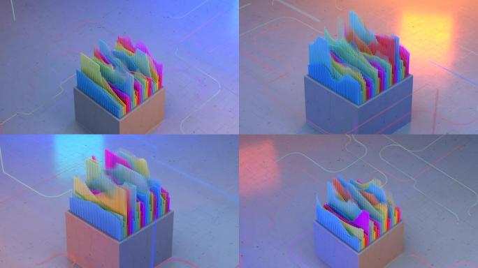 频谱分析仪显示波的振幅无缝循环3D渲染动画