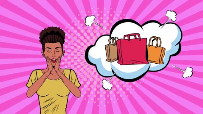 非洲美女购物袋流行艺术风格