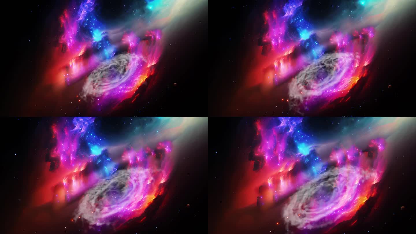 太空旋涡气体极光星云彩色宇宙梦幻星空奇观