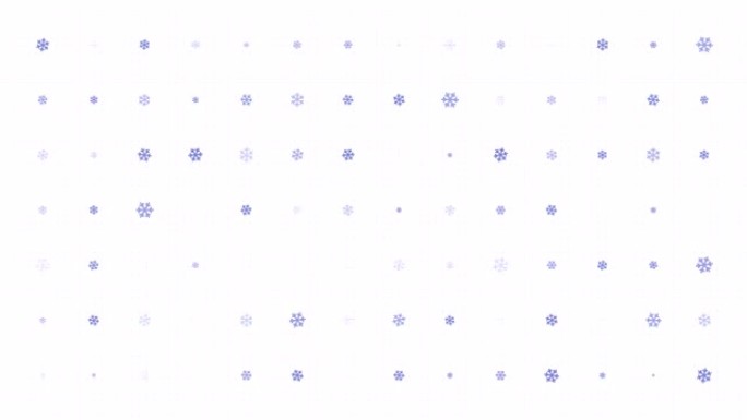 雪花动画循环。无缝图案背景。小雪花在网格上慢慢闪烁。白色背景
