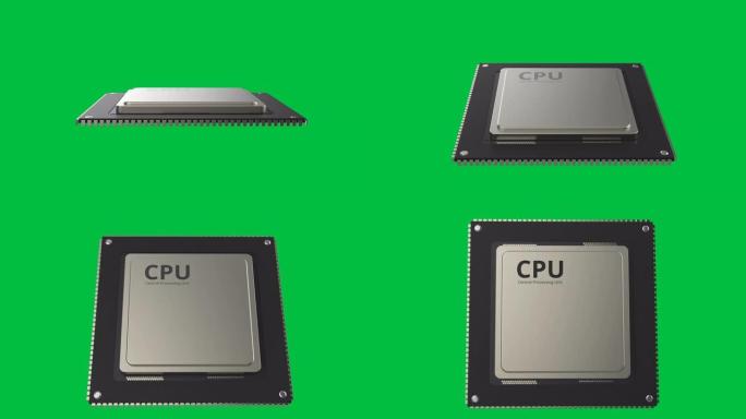 绿色屏幕上的cpu芯片
