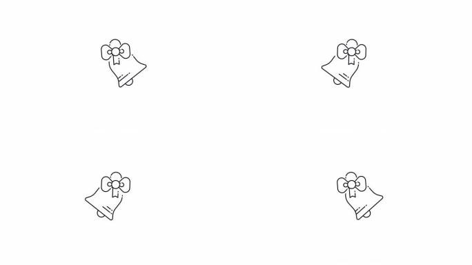 带丝带的铃铛。动画轮廓薄平面设计图标。孤立UI元素的动画