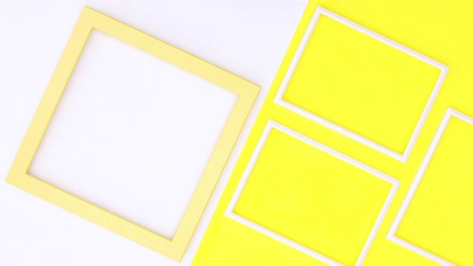 黄色和白色相框出现在黄色和白色主题上。停止运动