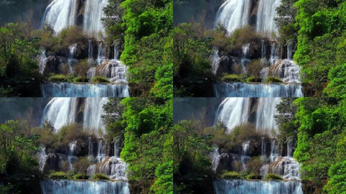 Umphang野生动物保护区Thi Lo Su瀑布的慢动作拍摄。Tee Lo Su据称是泰国西北部最