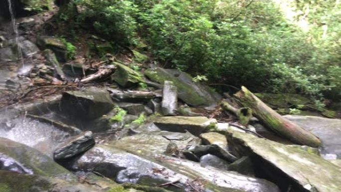 滑岩瀑布和小溪的左向右盘