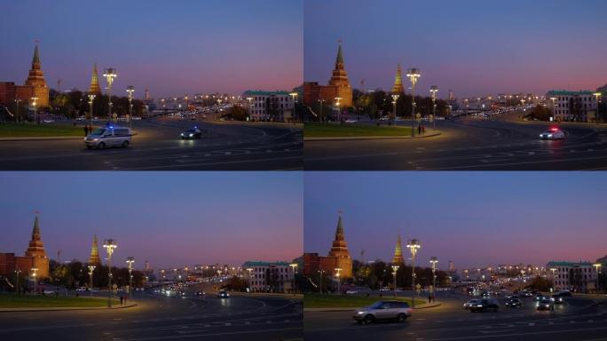 晚上可以看到Borovitskaya广场，大石桥和克里姆林宫