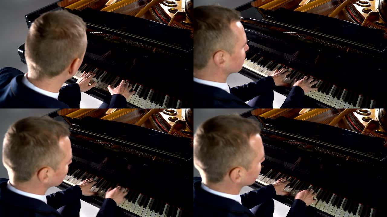 男音乐家弹钢琴视频素材