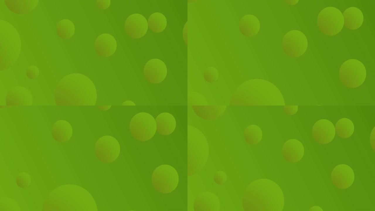 在绿色背景上移动绿色的球和成行的白点