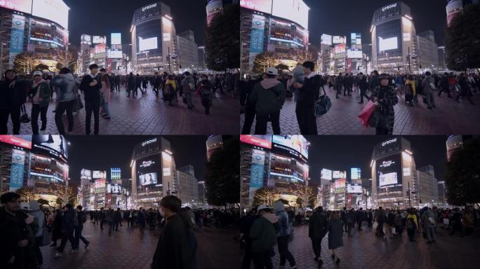 东京日本2019年12月24日: 该地区拥挤的街道