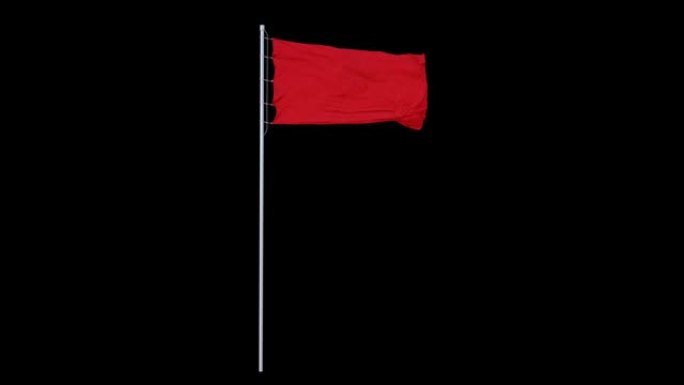 风中的织物结构红旗，带有alpha通道。可循环，4K