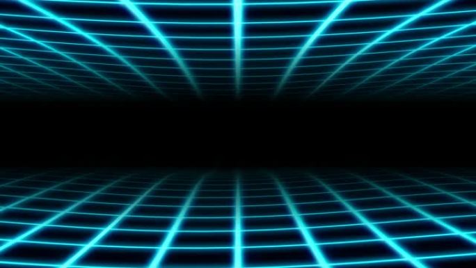 复古波浪格80s合成波霓虹灯网波美学汽波-4k无缝循环运动背景动画