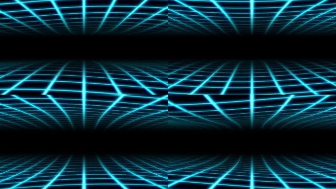 复古波浪格80s合成波霓虹灯网波美学汽波-4k无缝循环运动背景动画