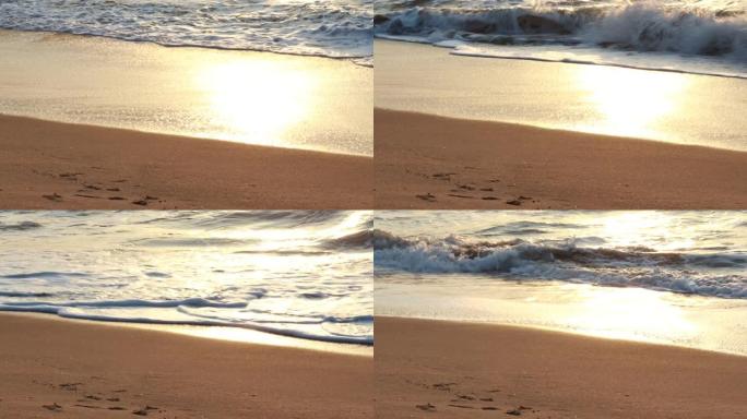 日出时，一股金色的海水触及一粒闪亮的土壤