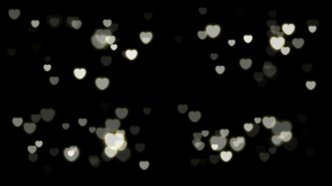 具有夜间背景的Bokeh hearts运动图形