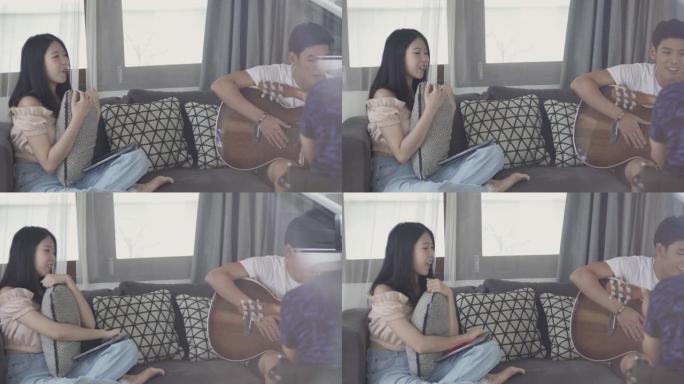 坐在轮椅上的残疾音乐家与朋友一起演奏音乐。