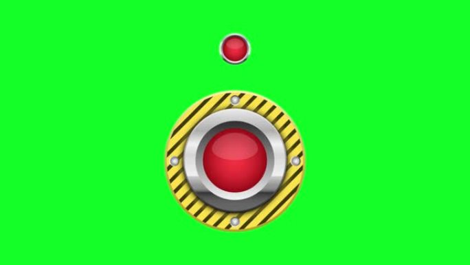 孤立在绿色背景上的圆形按钮动画