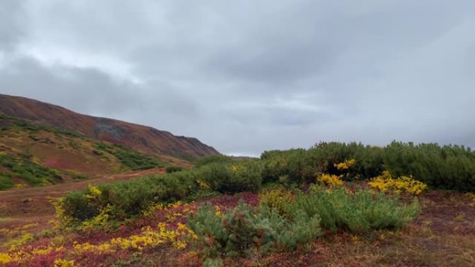 堪察加半岛中部风景如画的丘陵、平原和山脉。