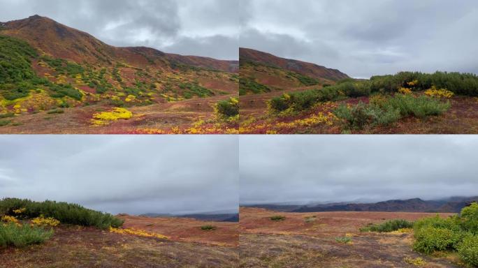 堪察加半岛中部风景如画的丘陵、平原和山脉。