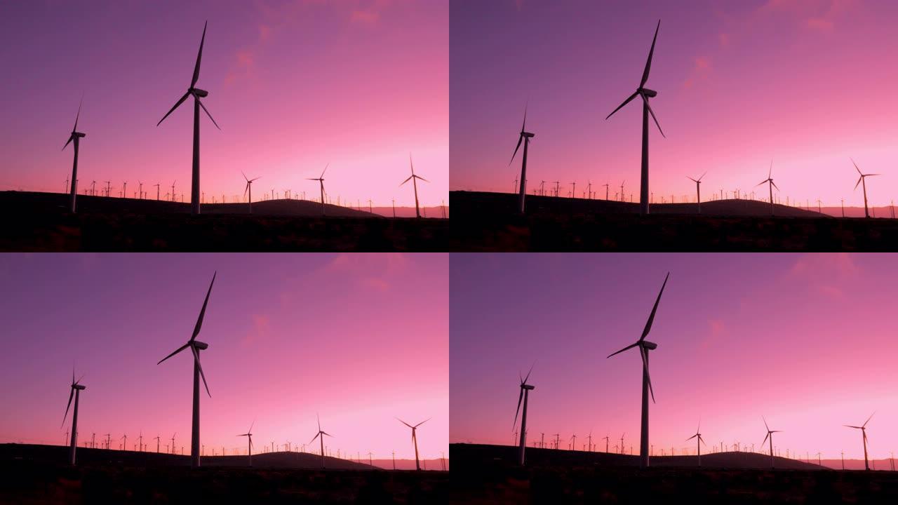 镜头-黎明时的风力涡轮机场