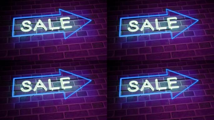 霓虹灯销售标志显示产品折扣优惠或促销-4k