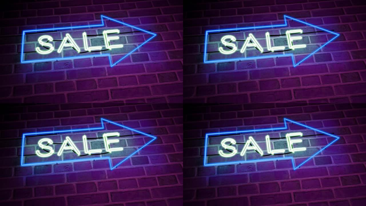 霓虹灯销售标志显示产品折扣优惠或促销-4k