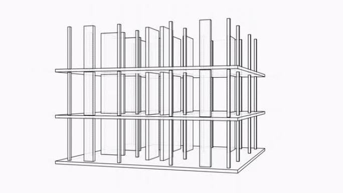 正在建设中的建筑物周围飞行的视频