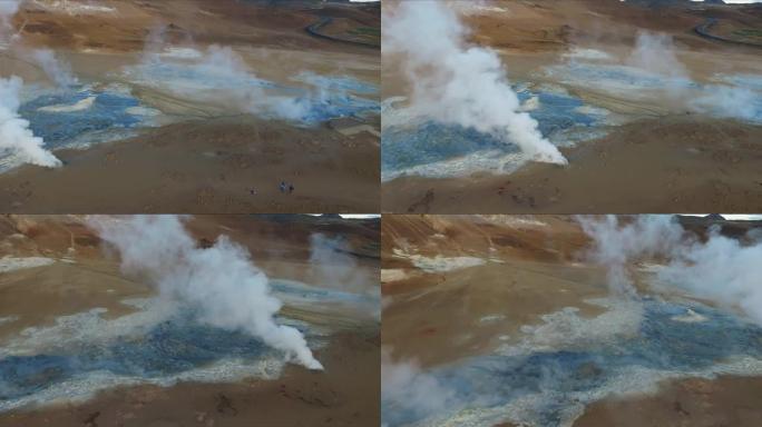 冰岛喷气孔场的鸟瞰图。