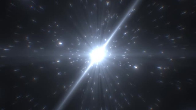 巨型类星体星在太空深处发射辉光能量粒子 -- 4k无缝循环运动背景动画