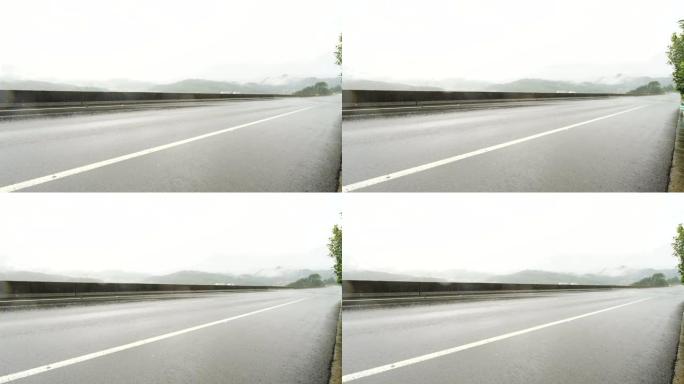 雨天的路无人空境山区公路高速公路