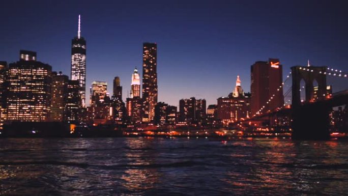 曼哈顿，夜景鸟瞰夜晚都市夜色街灯路灯