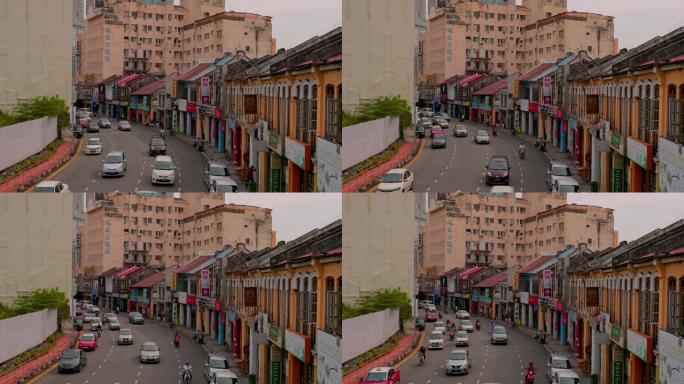 马来西亚乔治敦的quant街道的慢动作。