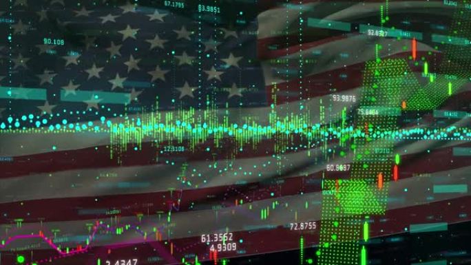 金融数据处理对美国国旗挥舞