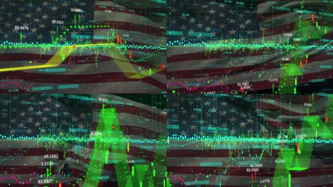 金融数据处理对美国国旗挥舞
