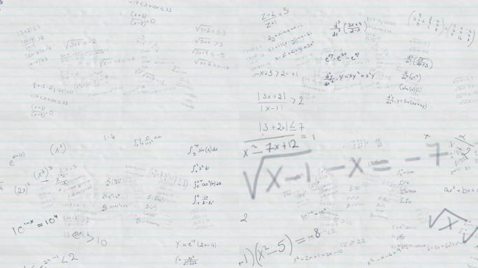 数学方程式在白条纸上移动