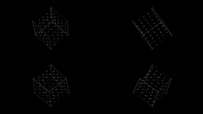 黑色背景上抽象立方体的纹理旋转。业务演示的摘要背景。