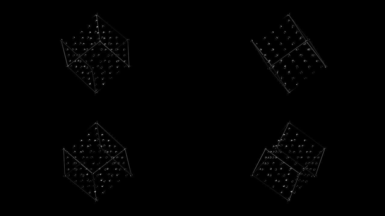 黑色背景上抽象立方体的纹理旋转。业务演示的摘要背景。