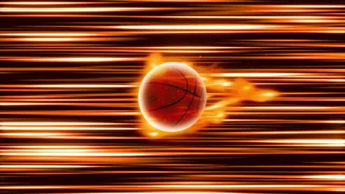 篮球火运动循环绿色屏幕