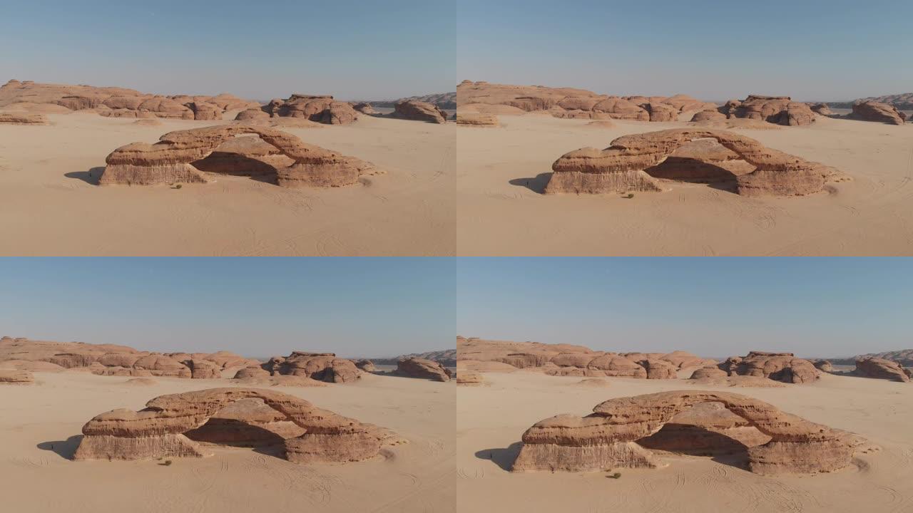 沙特阿拉伯西部Al Ula附近拱形岩石的鸟瞰图
