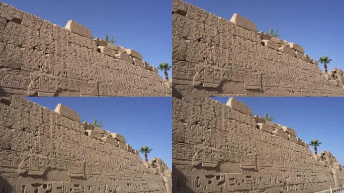 伟大的卡纳克铭文古埃及卡纳克神庙中的古埃及大型象形文字墙埃及卢克索