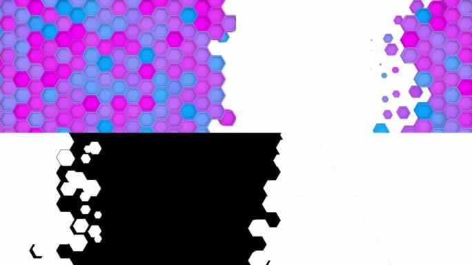 六边形几何环过渡抽象色彩渲染粒子动画