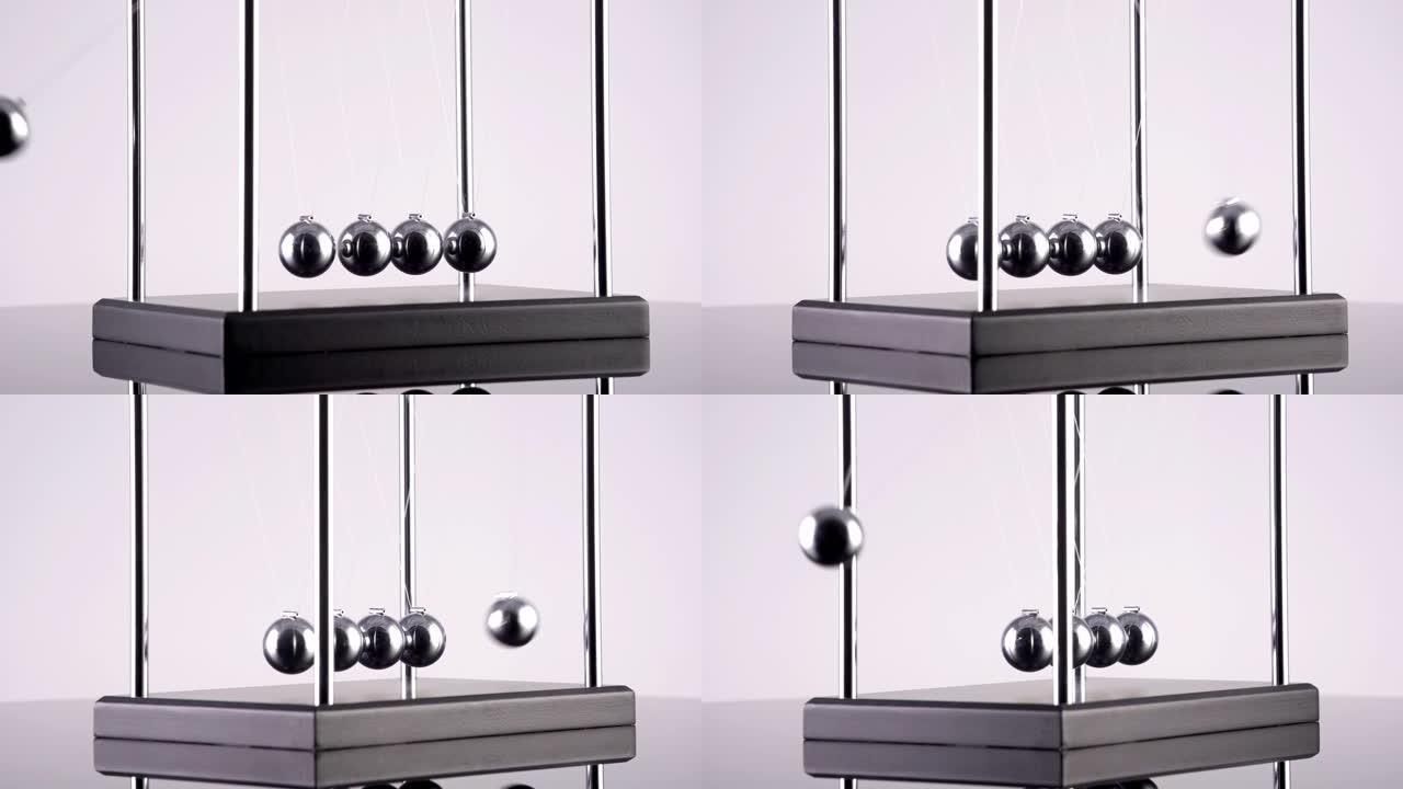 牛顿的摇篮慢动作抽象创意创意视频蒙太奇