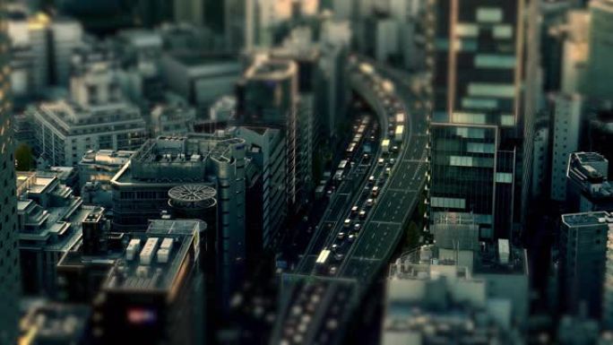 东京市高速公路的鸟瞰图 | 倾斜移位