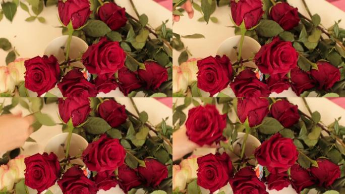 收集一束真正的红玫瑰花