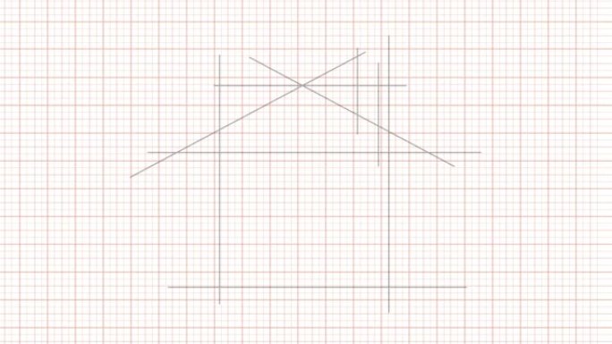 房屋的规划、设计和开发。在方格纸上建设一个项目。用铅笔制作的动画剪辑