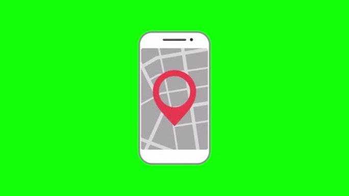 智能手机显示屏上的地理图钉标签。屏幕上有地图的手机。GPS，目的地地图导航位置道路方向和指针。