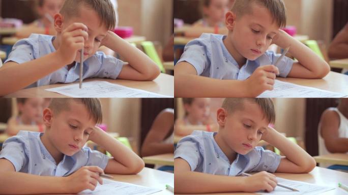 小学男生在数学考试中遇到一个问题，因为他不能完成作业