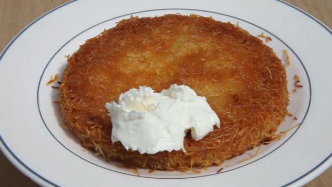 Kunefe dessert served on a original plate-turkish 