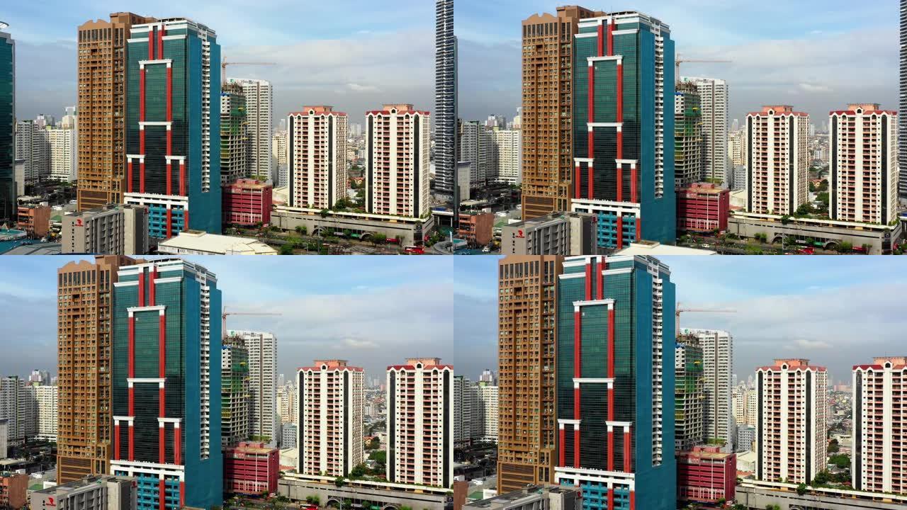 菲律宾马尼拉市的建筑。摩天大楼中的住宅和商业建筑 -- 无人机鸟瞰图
