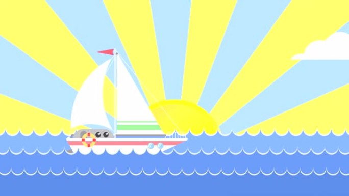 海上帆船循环动画